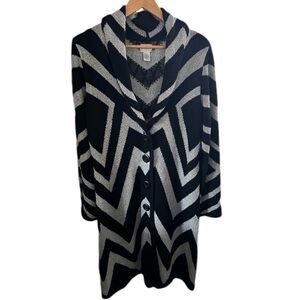 Shawl Neck Cardigan in Black and Grey (M-8) Chico’s